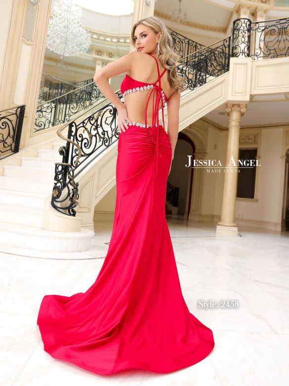 Jessica Angel 2458 Embellished Cutouts Tie Back Dress