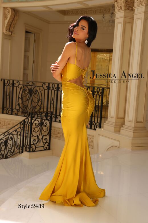 Jessica Angel 2489 Tie Back Plunging Neck Dress