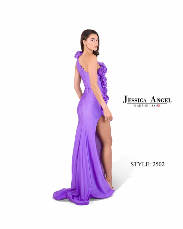 Jessica Angel 2502 Floral One Shoulder Side Slit Dress