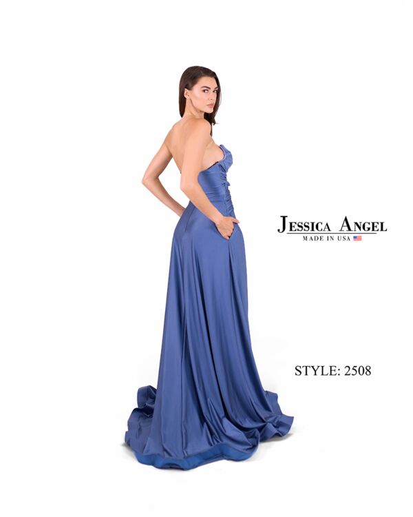 Jessica Angel 2508 Slit Skirt Ruched Strapless Dress