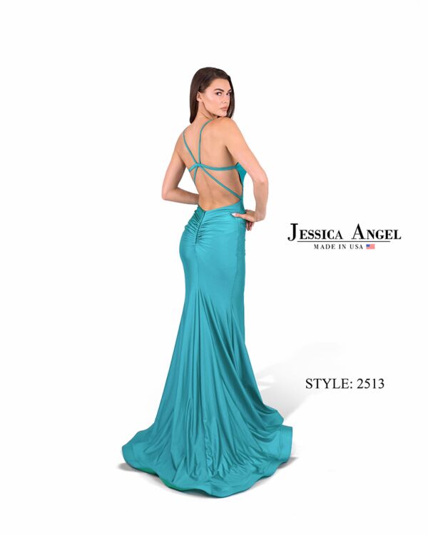 Jessica Angel 2513 Strappy Back High Slit Dress
