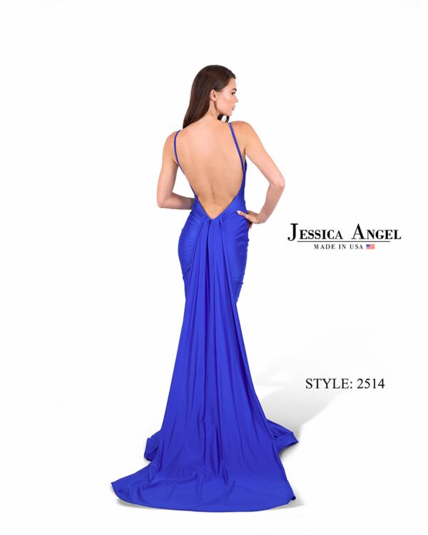 Jessica Angel 2514 Tail Train Scoop Neck Backless Dress