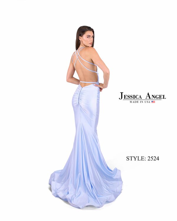 Jessica Angel 2524 Strappy Back Ruched V-Neck Dress