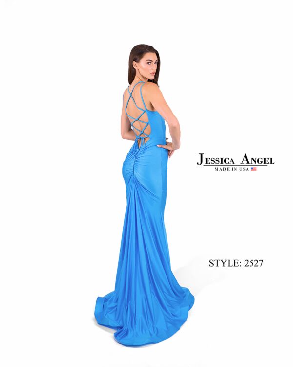 Jessica Angel 2527 Lace-Up Back V-Neck Dress