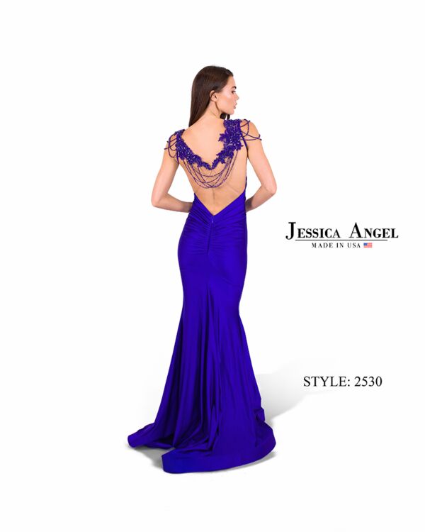 Jessica Angel 2530 Embellished Back V-Neck Dress