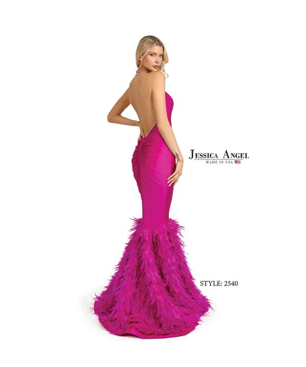 Jessica Angel 2540 Feather Skirt Halter Neck Dress