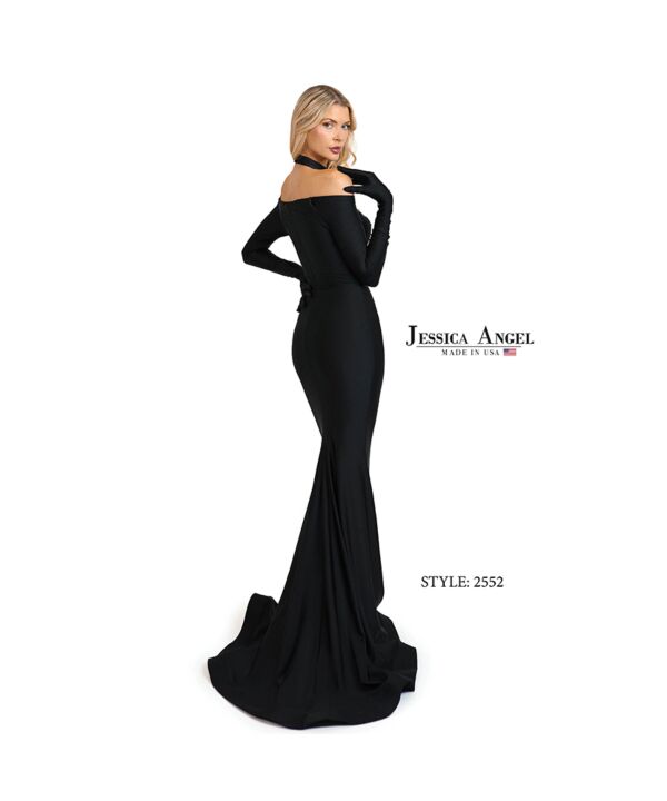 Jessica Angel 2552 Glove Sleeves Illusion Halter Dress