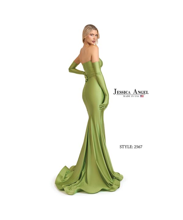 Jessica Angel 2567 Opera Gloves High Slit Ruched Dress