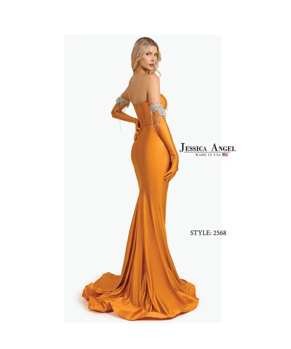 Jessica Angel 2568 Opera Gloves High Slit Embellished Dress