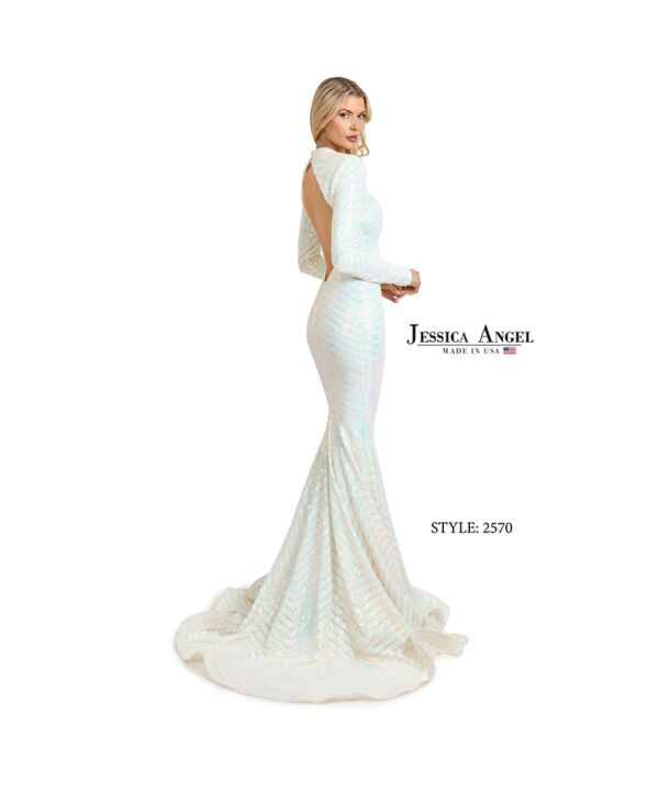 Jessica Angel 2570 Cutout Back High Neck Sequin Dress