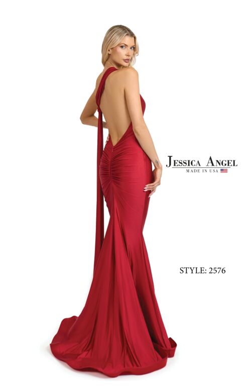 Jessica Angel 2576 Ruched One Shoulder with Streamer Dress
