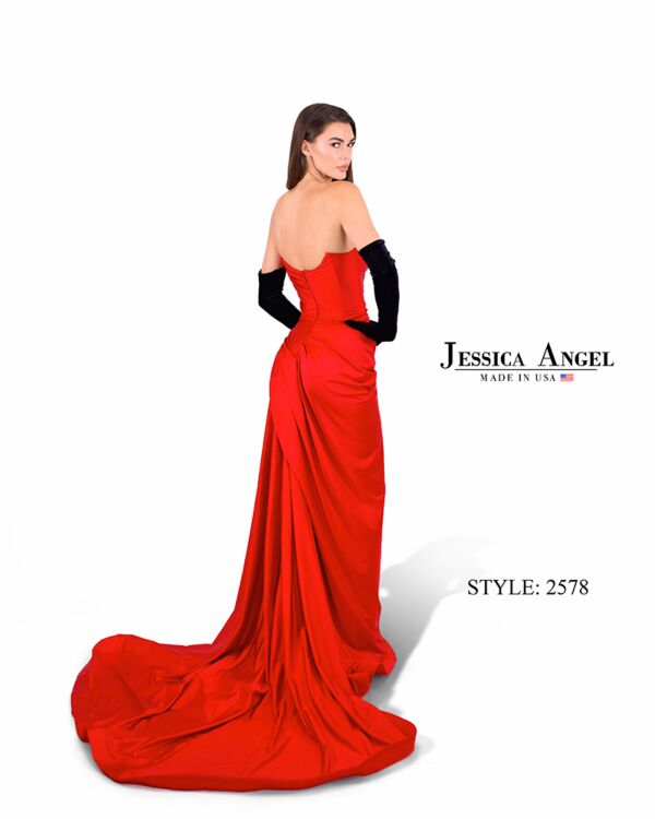 Jessica Angel 2578 Opera Gloves Long Train Strapless Dress