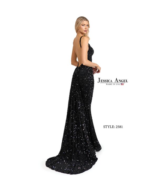 Jessica Angel 2581 Scoop Neck Backless Sequin Dress