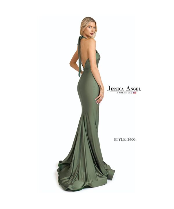 Jessica Angel 2600 Ruffle Slit Plunging Halter Dress