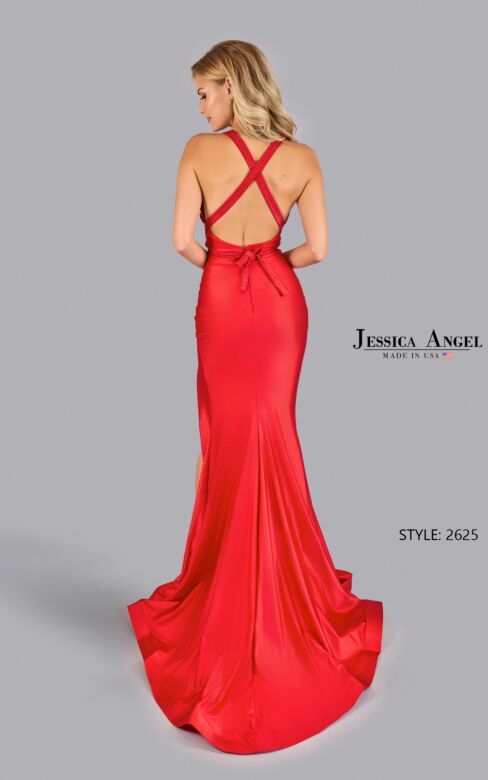 Jessica Angel 2625 Beaded Top Cross Back Dress