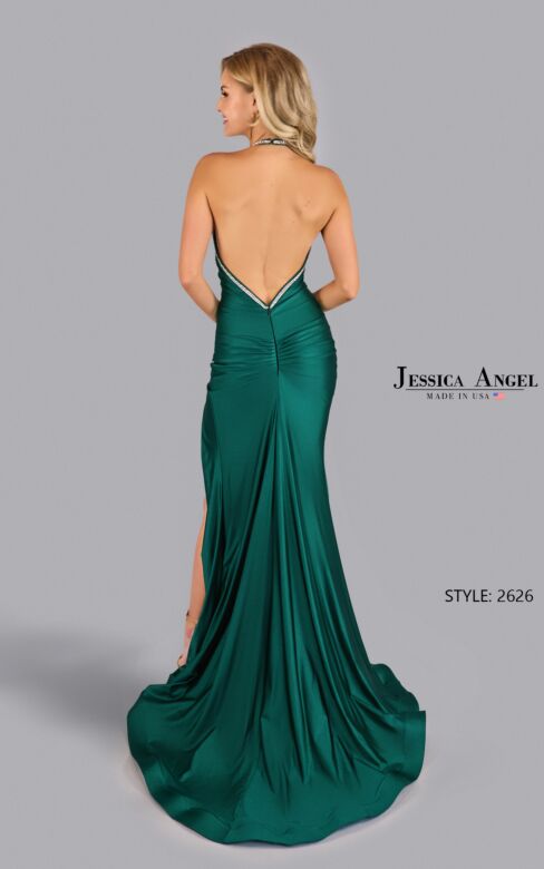Jessica Angel 2626 Halter Strap High Slit Dress