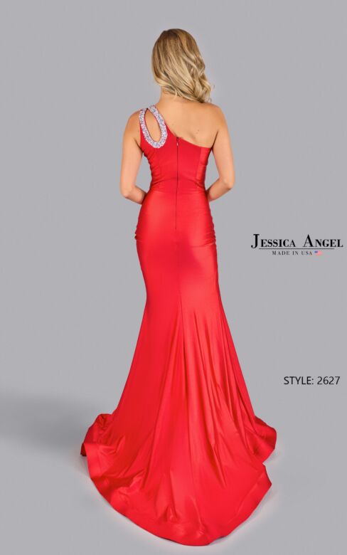 Jessica Angel 2627 Embellished Slit One Shoulder Cutout Dress