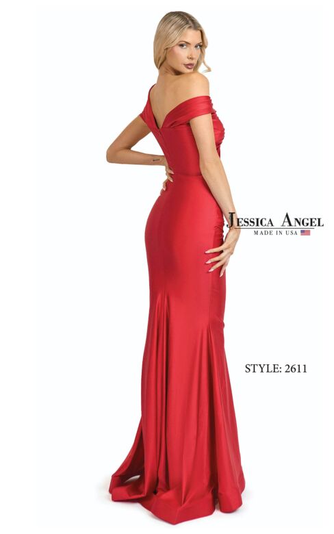 Jessica Angel JA2611 Asymmetric Neck Sweep Train Dress