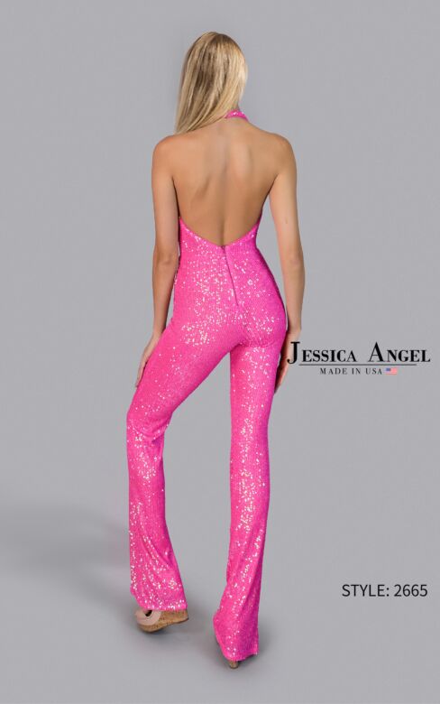 Jessica Angel JA2665 Plunging Neck Draped Bodice Jumpsuit