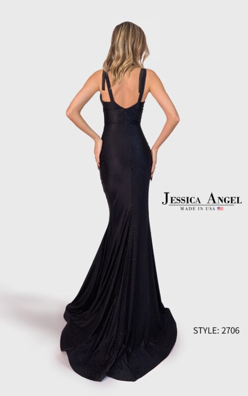 Jessica Angel JA2706 Bow Strap Side Slit Dress