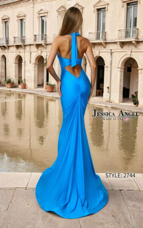 Jessica Angel JA2744 Cutout Back Cross Halter Neck Dress