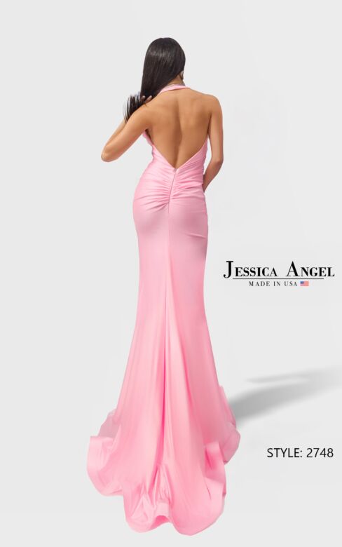 Jessica Angel JA2748 Plunging Halter Neck High Slit Dress