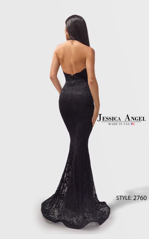 Jessica Angel JA2760 Halter Neck Cutout Midriff Lace Dress