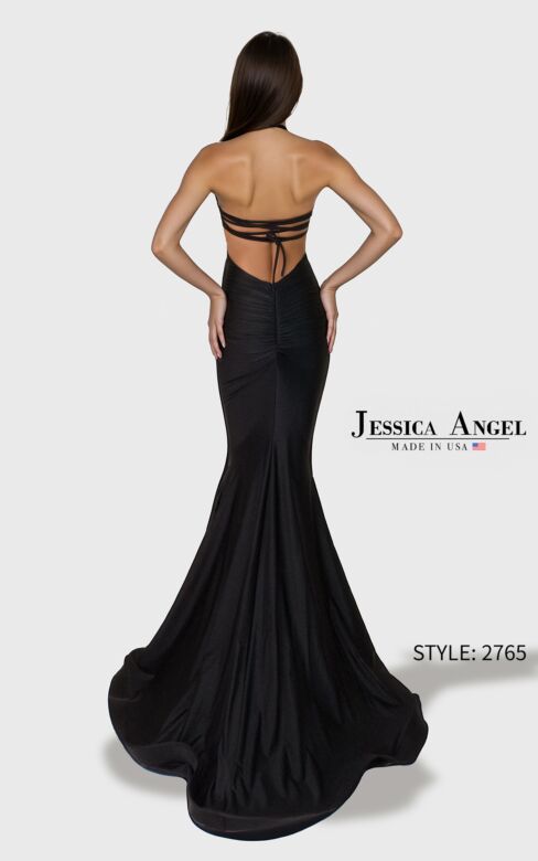Jessica Angel JA2765 Side Cutout Plunging Halter Neck Dress