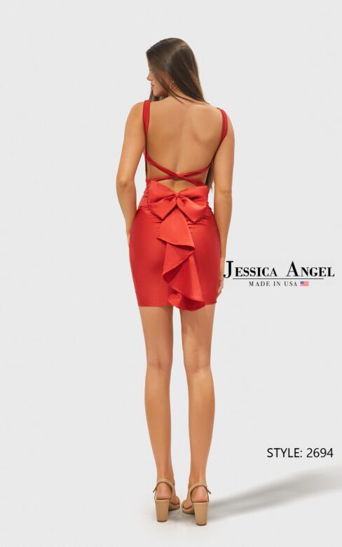Jessica Angel JA2694 V-Neck Cross Back Fitted Dress