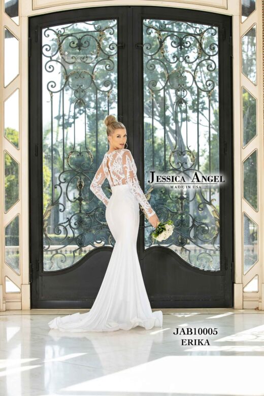 Jessica Angel 10005 Illusion Bodice Long Sleeve Bridal Dress