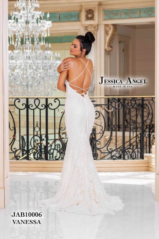 Jessica Angel 10006 Lace-Up Back V-Neck Bridal Dress