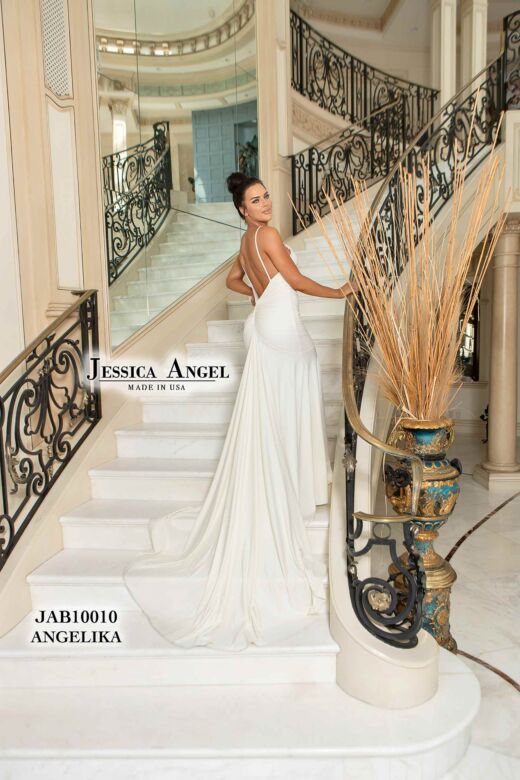 Jessica Angel 10010 Long Train Backless Wedding Gown