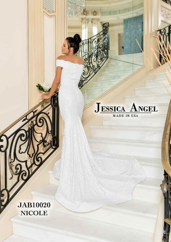 Jessica Angel 10020 Beaded Waist Off The Shoulder Wedding Gown