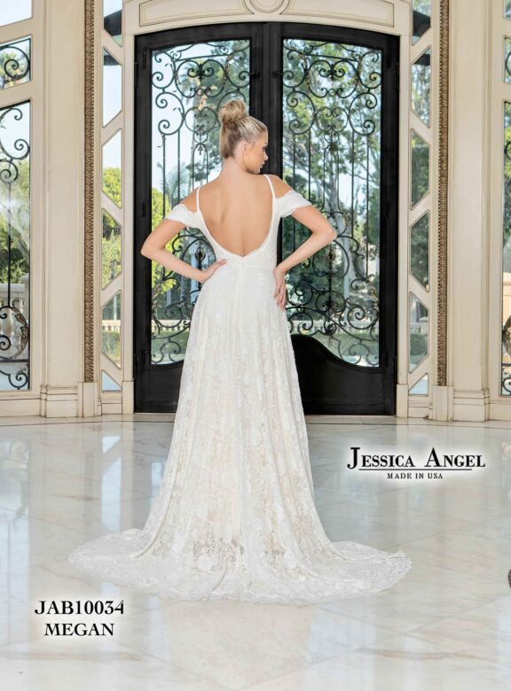 Jessica Angel 10034 Bare Back Cold Shoulder Wedding Gown