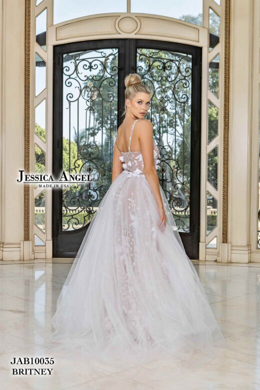 Jessica Angel 10035 Long Overskirt Floral Appliques Wedding Dress