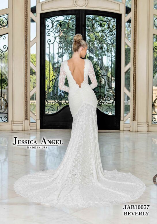 Jessica Angel 10037 Plunging Back Long Sleeve Wedding Dress