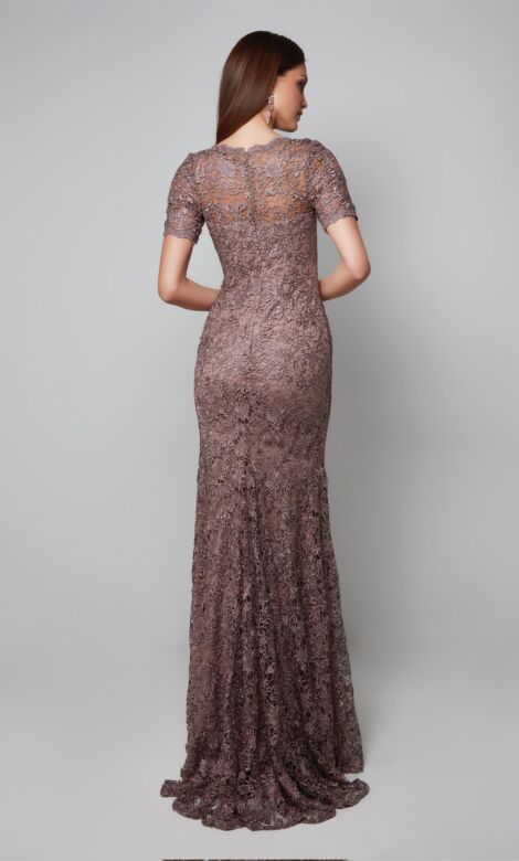 Alyce Paris 27561 Scalloped V-Neck Lace Evening Dress