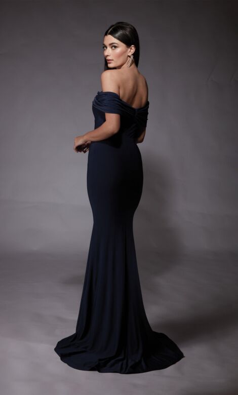 Alyce Paris 27680 Off-The-Shoulder Slim Evening Dress