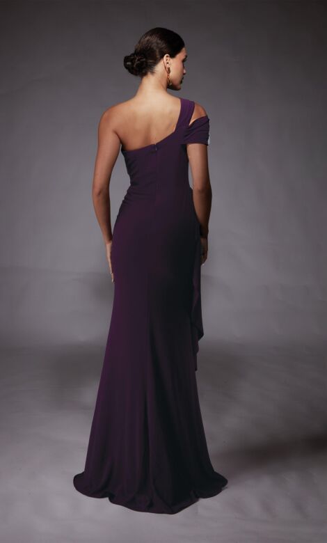 Alyce Paris 27705 Side Flounce Cold-Shoulder Evening Dress