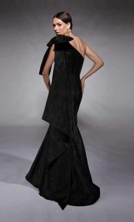 Alyce Paris 27731 One-Shoulder Bow Drape Formal Dress