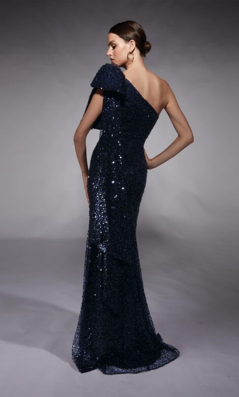 Alyce Paris 27771 One-Shoulder Bow Sequin Mother Of The Bride Gown