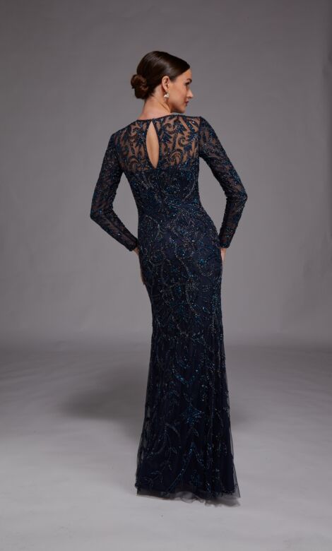Alyce Paris 27778 Illusion Neckline Long Sleeve Dress
