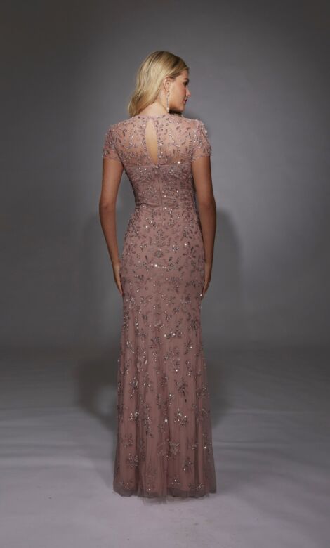 Alyce Paris 27789 Floral Beadwork Illusion Neckline Dress