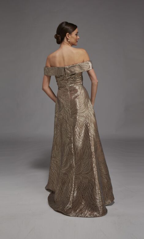 Alyce Paris 27844 Metallic Off The Shoulder Dress