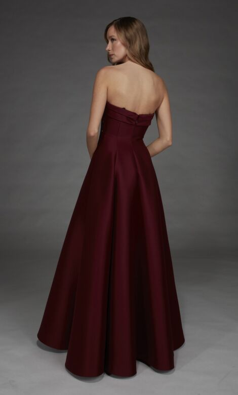 Alyce Paris 27887 Removable Sleeve Burgundy Mikado Dress