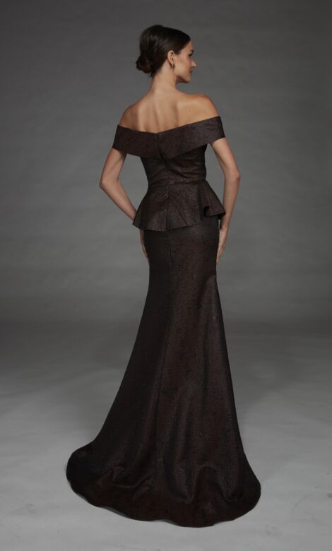 Alyce Paris 27892 Jacquard Off The Shoulder Peplum Dress