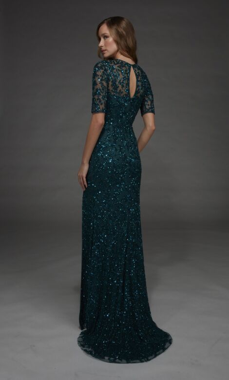 Alyce Paris 27901 Keyhole Back High Slit Beaded Slim Dress