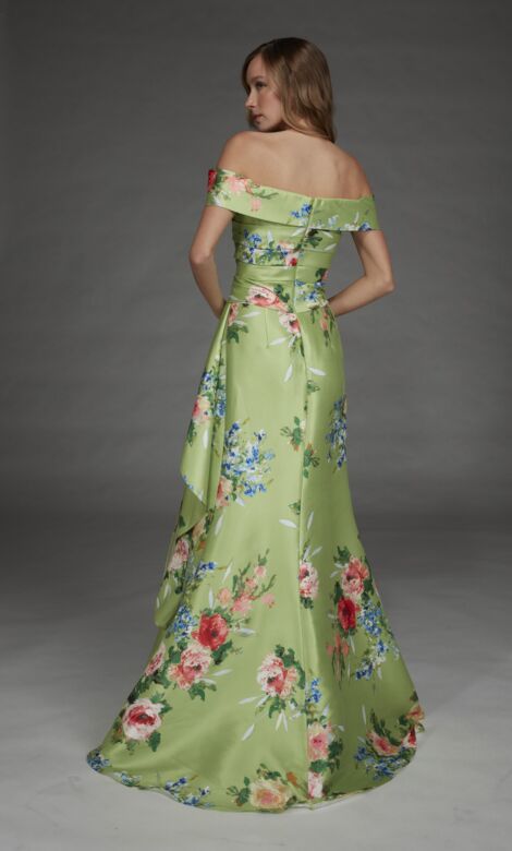 Alyce Paris 27915 Floral Mikado Pleated Bodice Dress
