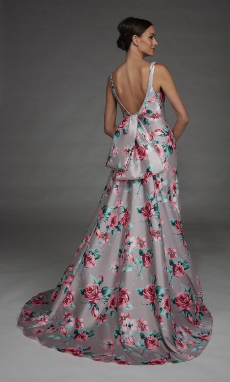 Alyce Paris 27917 Sleeveless V-Neck Floral Mikado Dress