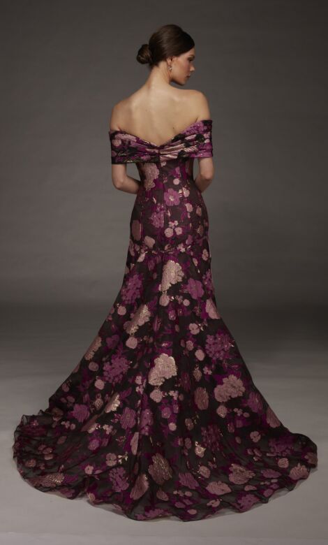 Alyce Paris 55005 Off-The-Shoulder Floral Organza Dress